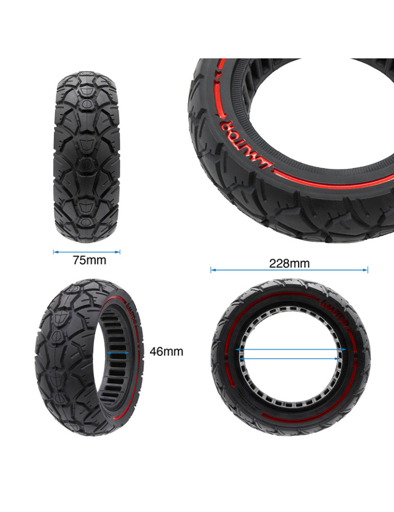 Rueda maciza 10x3,0/255x80 (80/65-6) roja [Amitor]