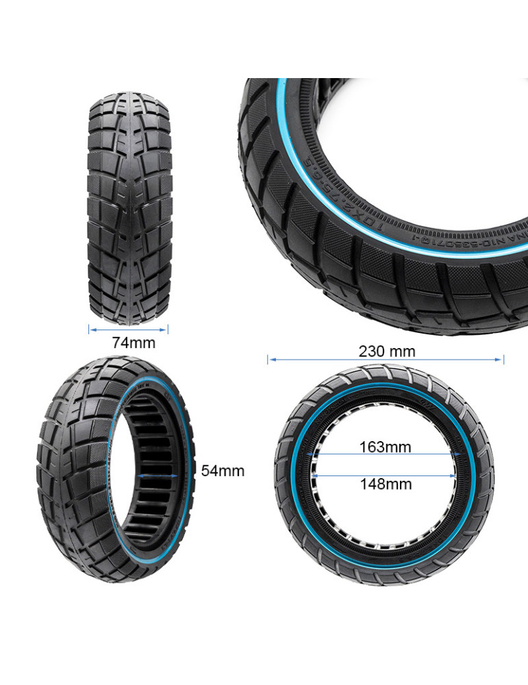 Rueda maciza ultraligera offroad 10x2,75-6,5/B55 - linea azul [Ewheel]
