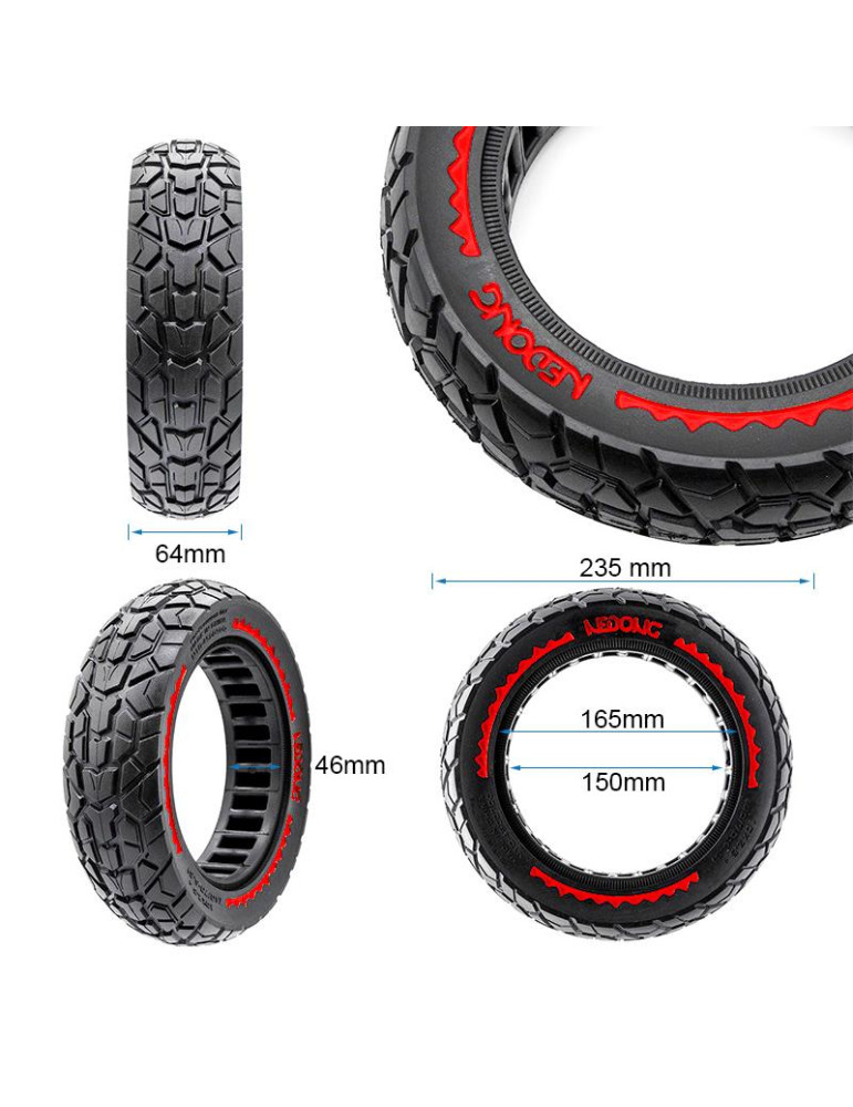 Rueda maciza ultraligera offroad 10x2,5/B44 - rojo [Nedong]