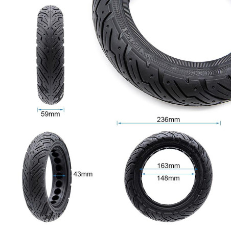Rueda maciza 10x2,5-6,5/B43 (60/70-6,5) - Compatible con Ninebot G30
