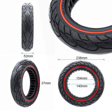 Rueda maciza ultraligera 10x2,125-6,1/B34 - linea roja [Nedong]