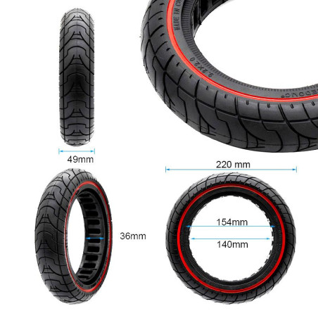 Rueda maciza ultraligera 9,2x2-6,1/B34 - línea roja [Ewheel]