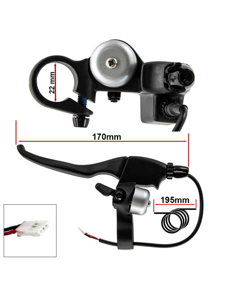 Maneta de freno con sensor, tensor y timbre L para Cecotec Outsider / Bongo serie A