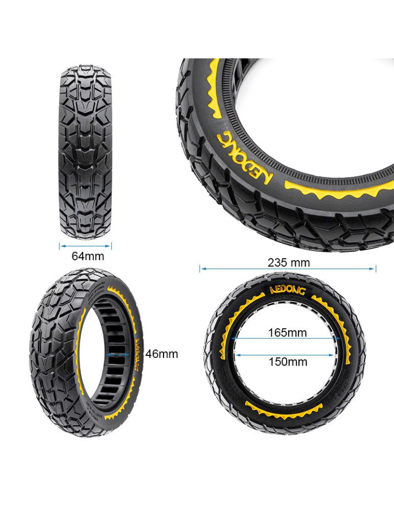 Rueda maciza ultraligera offroad 10x2,5/B44 - amarillo [Nedong]