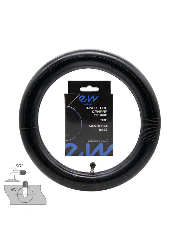Cámara de aire 16x2,5 válvula curva 90ºx90º [Ewheel]