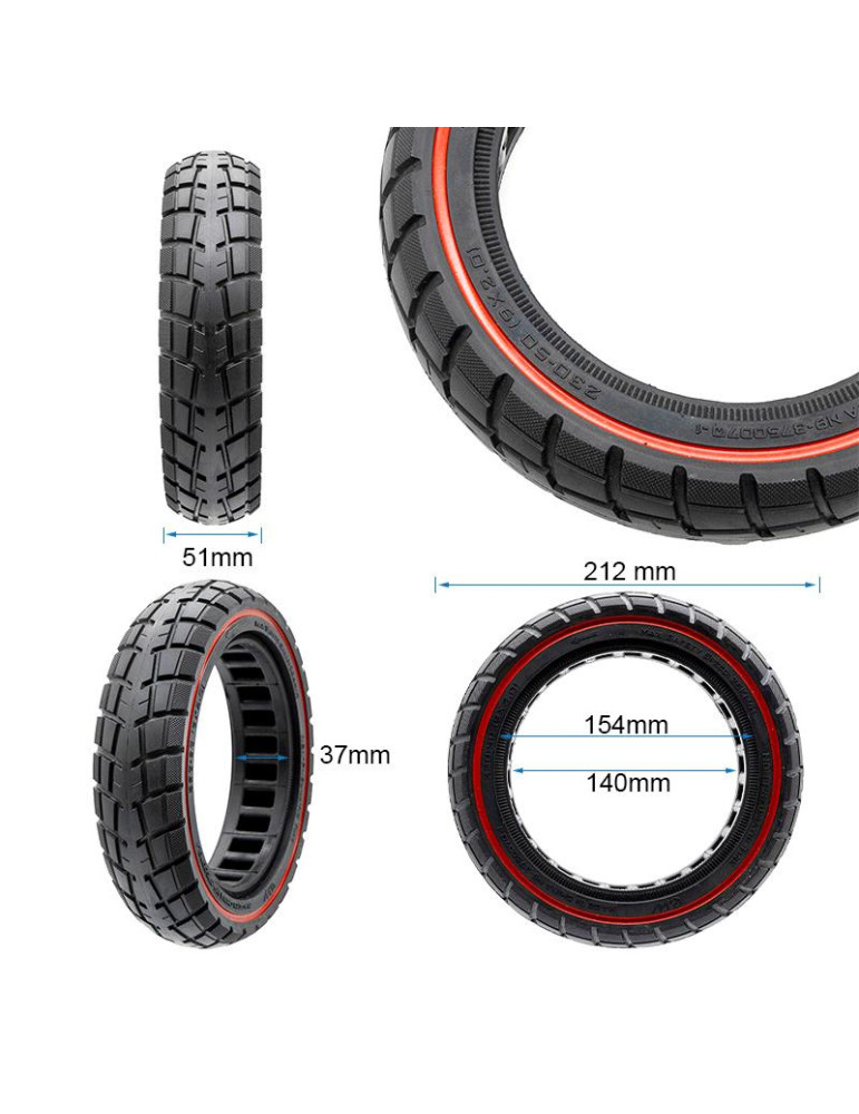 Rueda maciza ultraligera offroad 230x50 - linea roja [Ewheel]