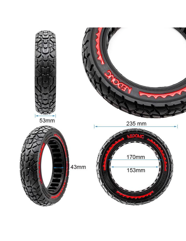 Rueda maciza ultraligera offroad 10x2,125-6,5/B44 - roja [Nedong]