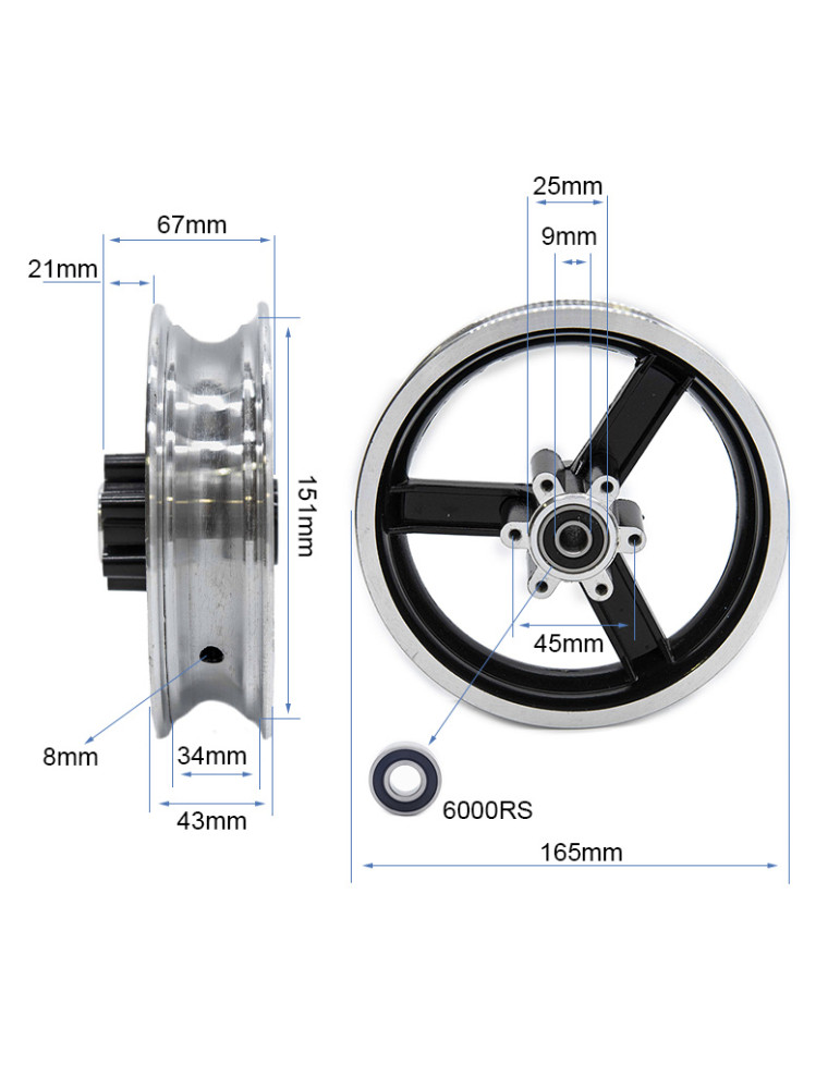 Llanta de 6" y bisel 34mm para Kugoo kirin M4
