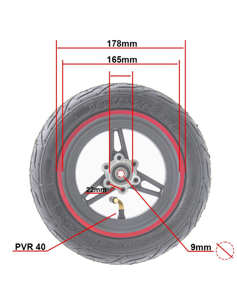 Llanta 6,5"/B50 roja para Smartgyro y Zwheel