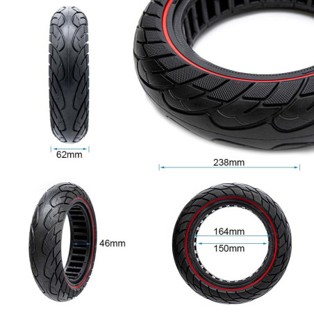 Rueda maciza ultraligera 10x2,5-6,1/B44 línea roja [Nedong]