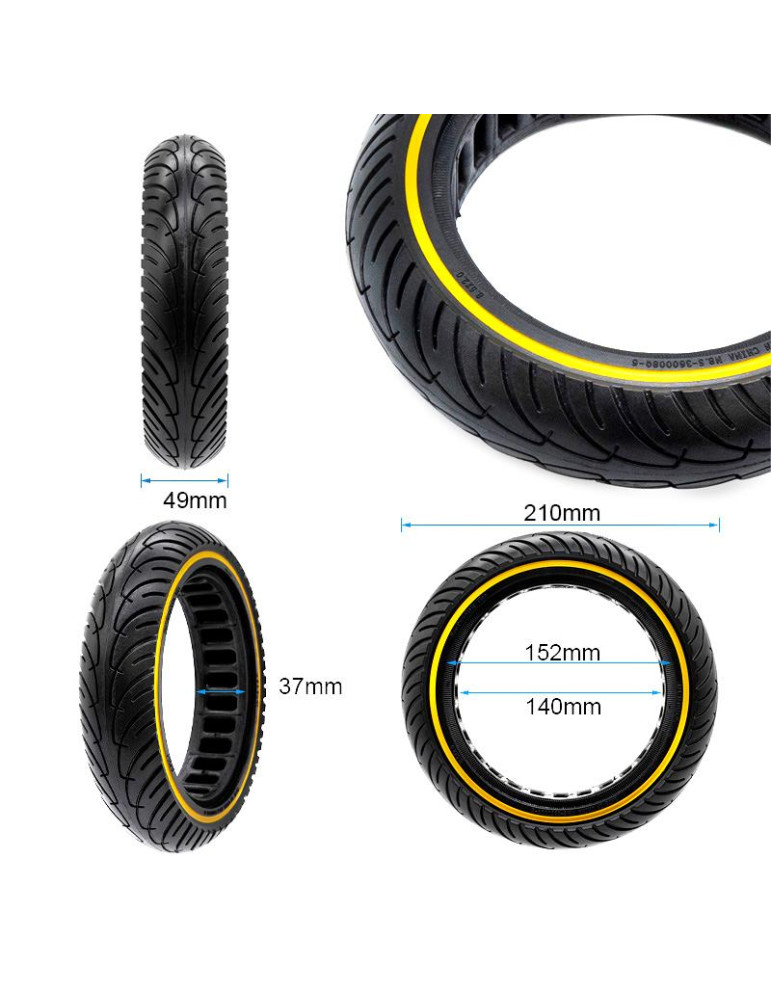 Rueda maciza ultraligera 8,5x2-6,1/B34 - línea amarilla [Nedong]