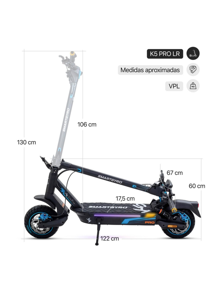 K5 PRO LR Smartgyro Patinete Eléctrico Homologado DGT