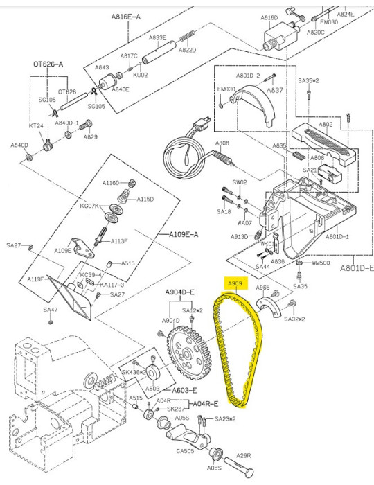 Correa motor A909 SIRUBA