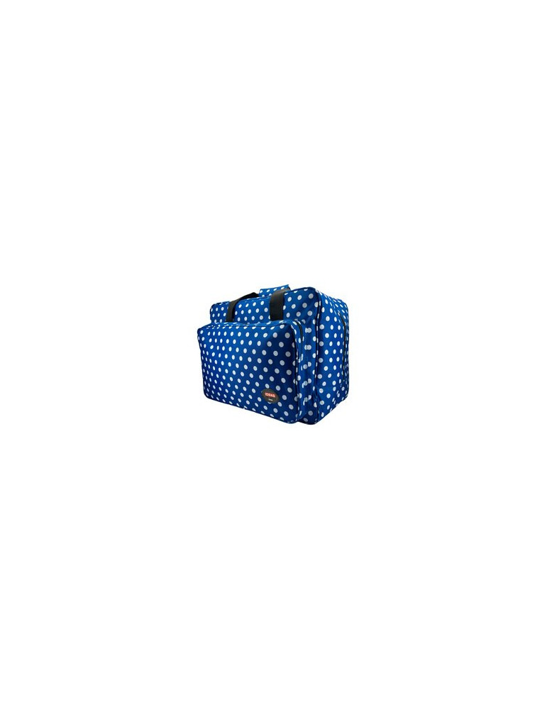 Maleta azul con topos