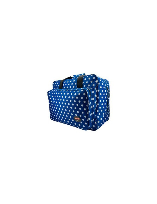 Maleta azul con topos
