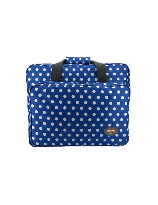 Maleta azul con topos