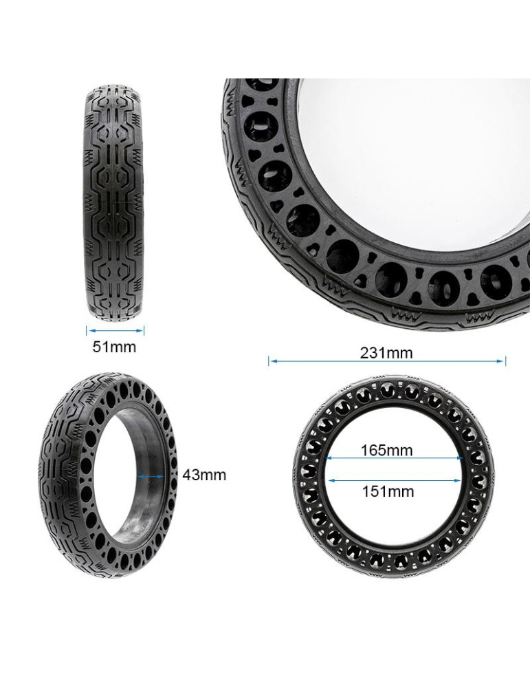 Rueda maciza perforada 60/70-6,5/B44 (10x2,5-6,5) para Ninebot G30