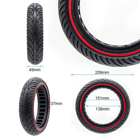 Rueda maciza ultraligera 8,5x2-6,1/B34 - línea roja [Nedong]