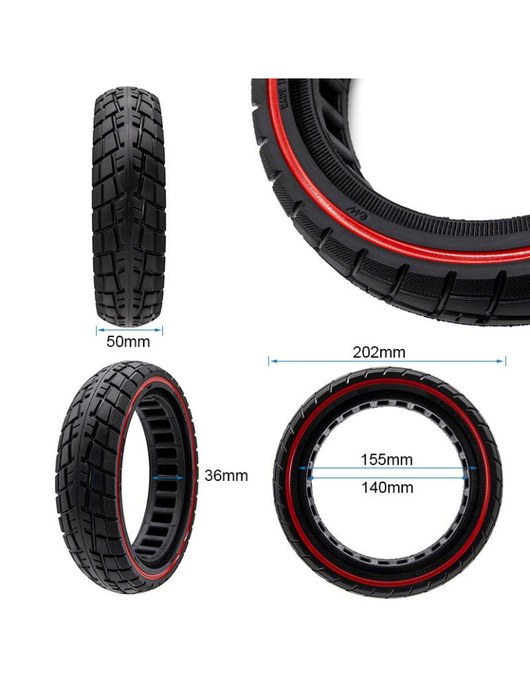 Rueda maciza ultraligera 8,5x2-6,1/B34 offroad linea roja [Ewheel]