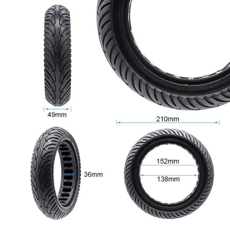 Rueda maciza ultraligera 8,5x2-6,1/B34 - línea negra [Nedong]