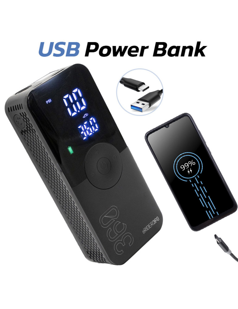 AIR-002 Inflador eléctrico premium portátil función Power Bank