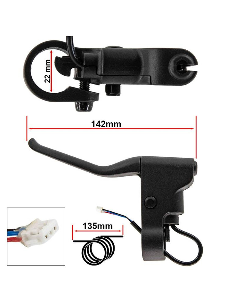Maneta de freno con hall sin tensor L para Xiaomi - Conector JST ZH - 10uds