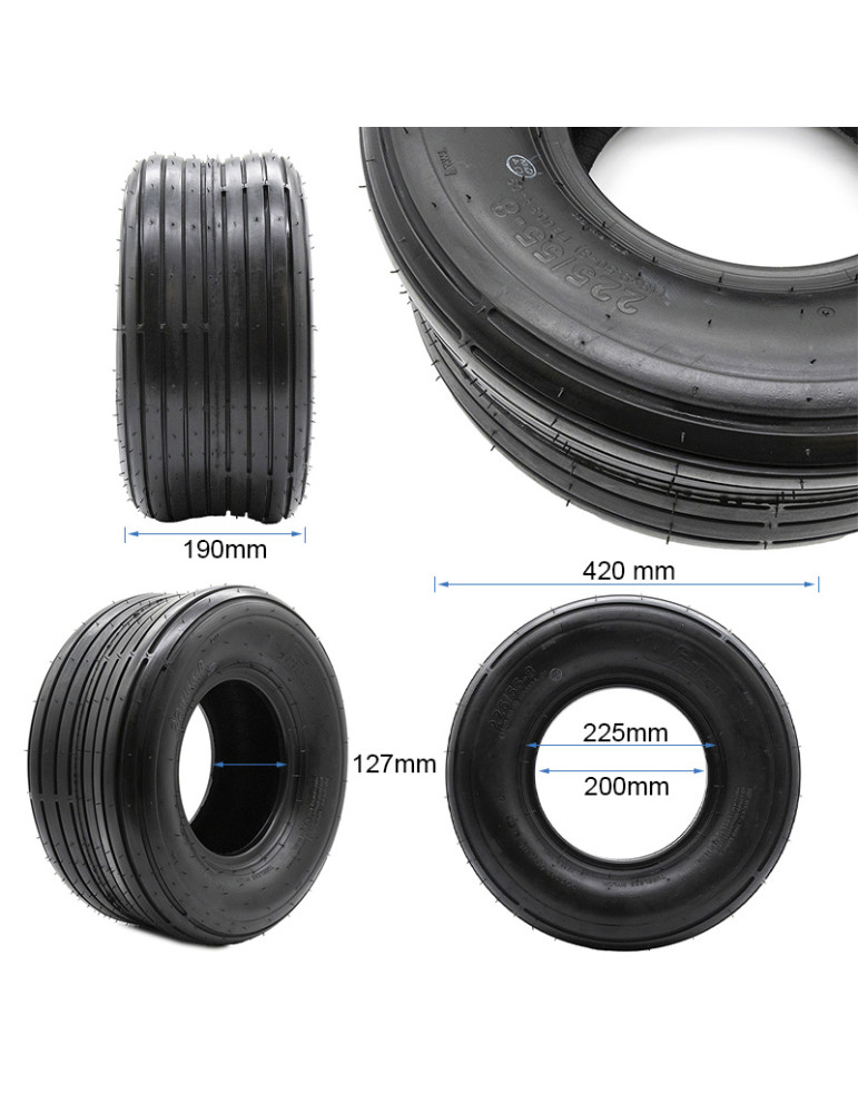Neumático tubeless 18x9,5-8 / 225/55-8 liso [Feiben]