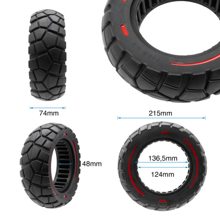 Rueda maciza 9x3-5,5 línea roja-negra [Amitor]