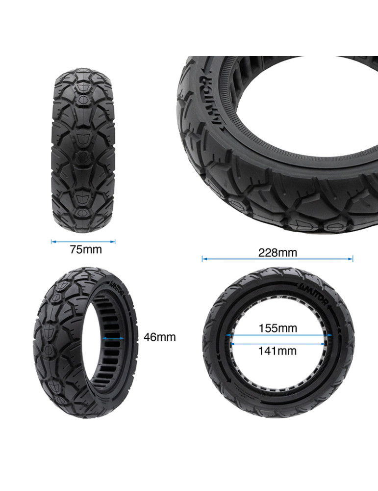 Rueda maciza 10x3,0/255x80 (80/65-6) negra [Amitor]
